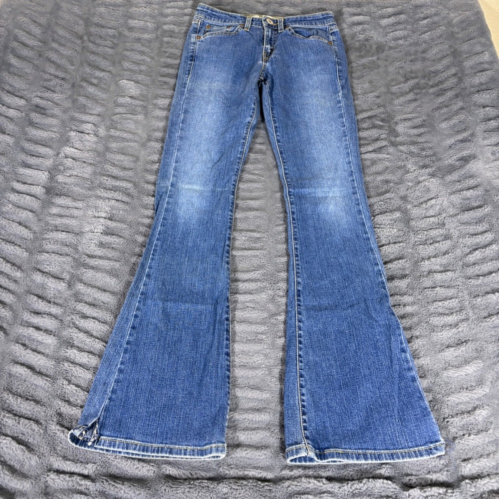 Levis 519 Low Flare Jeans Womens 1 L Blue Medium Wash Denim Y2K Stretch Long